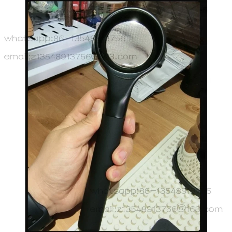 E61 model flat bottomless coffee handle, matte black POM material single punch handle appliance