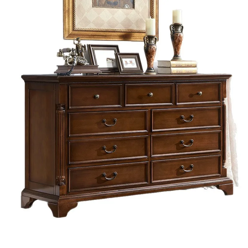 LMM American nine chest 1.6 meters all solid wood retro bedroom bedside storage