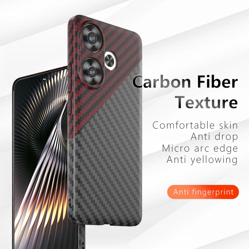 สําหรับ Xiaomi Redmi Turbo 3, POCO F6 กรณี Ultra-thin คาร์บอนไฟเบอร์ลายรูปแบบ Matte Hard Cover สําหรับ Little F6