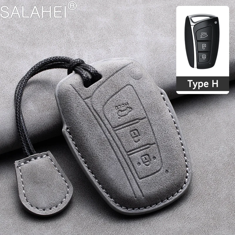 Sheepskin Car Key Cover Case Keyring For Hyundai Grand Santa Fe IX45 Genesis Equus Azera Sonata Tucson NX4 Kona i30 ix35 Solaris