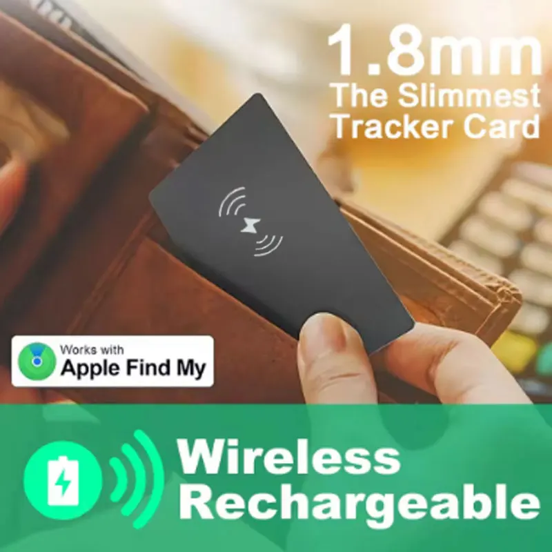 Tarjeta de seguimiento de billetera, rastreador de equipaje ultrafino funciona con Find My (solo iOS), localizador de artículos para billetera, maleta, tarjeta de identificación