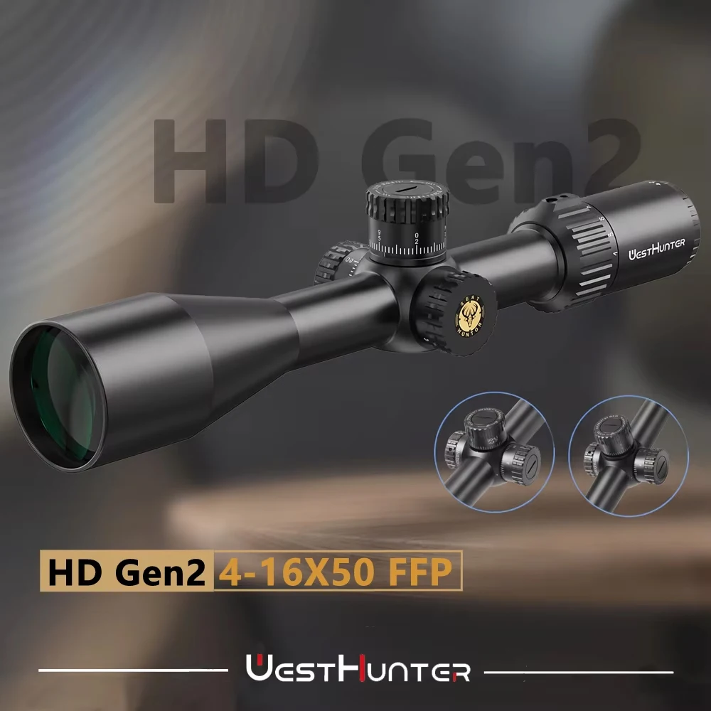 WestHunter HD Gen2 4-16X50 FFP Scope First Focal Plane Zero Reset/Zero Stop Riflescope 1/10 Mil Etched Reticle Optical Sights