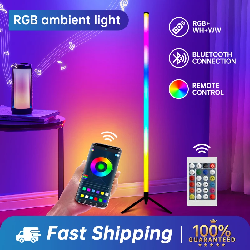 

105 см 110 см угловой торшер с регулируемой яркостью RGB светодиодный современный светильник для настроения Alexa подставка для спальни игровой декора гостиной