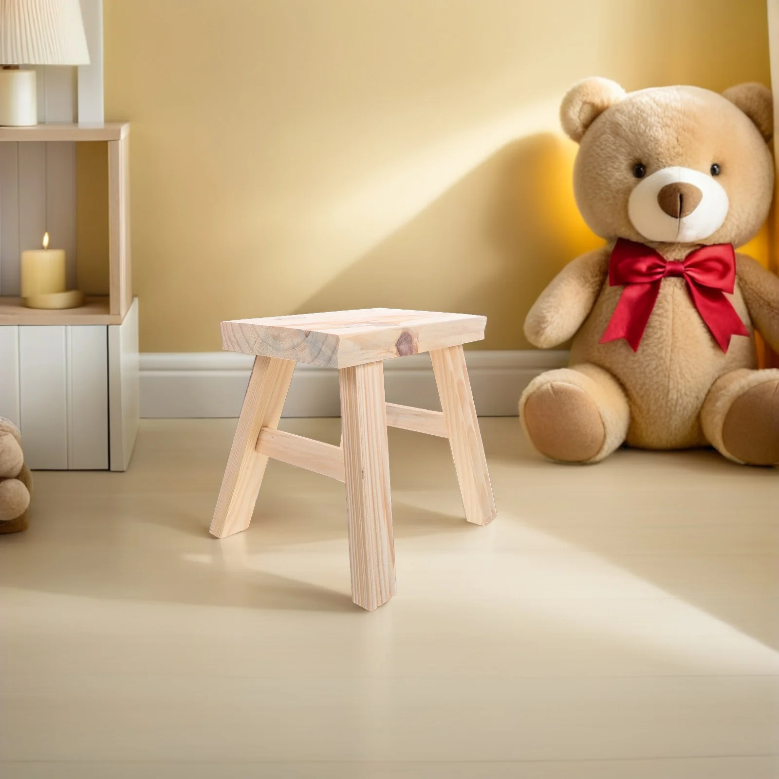Children Solid Wood Stool Small Square Foot Rest For Bathroom Kitchen Bedroom Toddler Step Stool Potty Training Kids High Seat