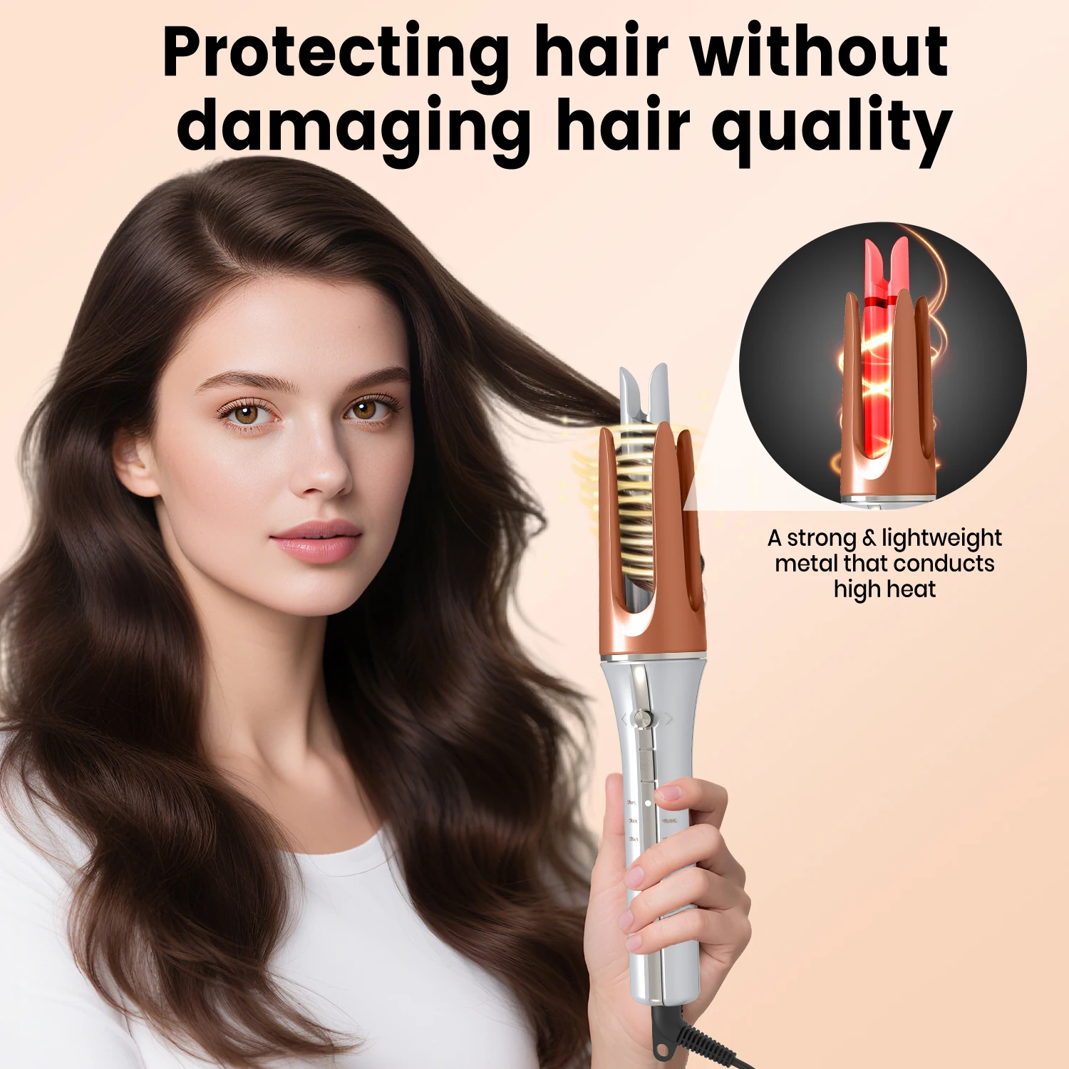 Auto Rotating Hair Curler 3 grades temperature Ceramic Fast Heat Constant Temperature Styling Hair Curler 33mm Wave Curling Iron