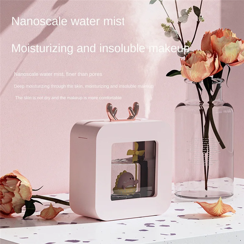 Humidificateur d'air portatif de dessin animé mignon de A59E-400Ml avec la lumière LED d'atmosphère pour la maison rose