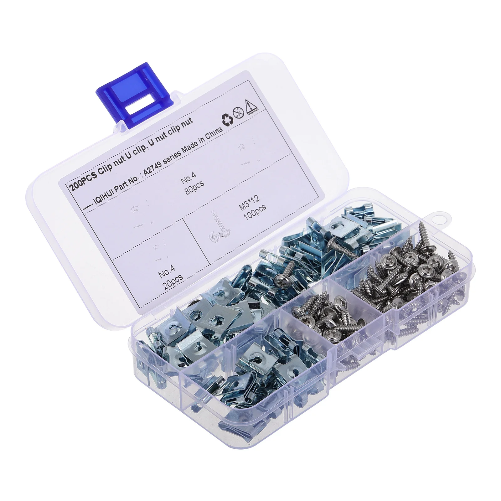 

200pcs Metal U Clips For Cars Motorcycles Automotive Fasteners U-Shaped Nut Clips License Plate Door Panel Bumper Body Trim