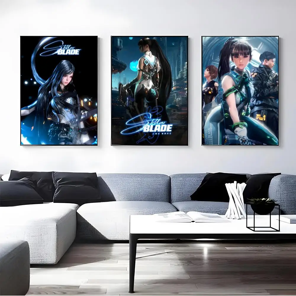 Anime Stellar Blade Poster Self-adhesive Art Waterproof Paper Sticker Coffee House Bar Room Wall Decor