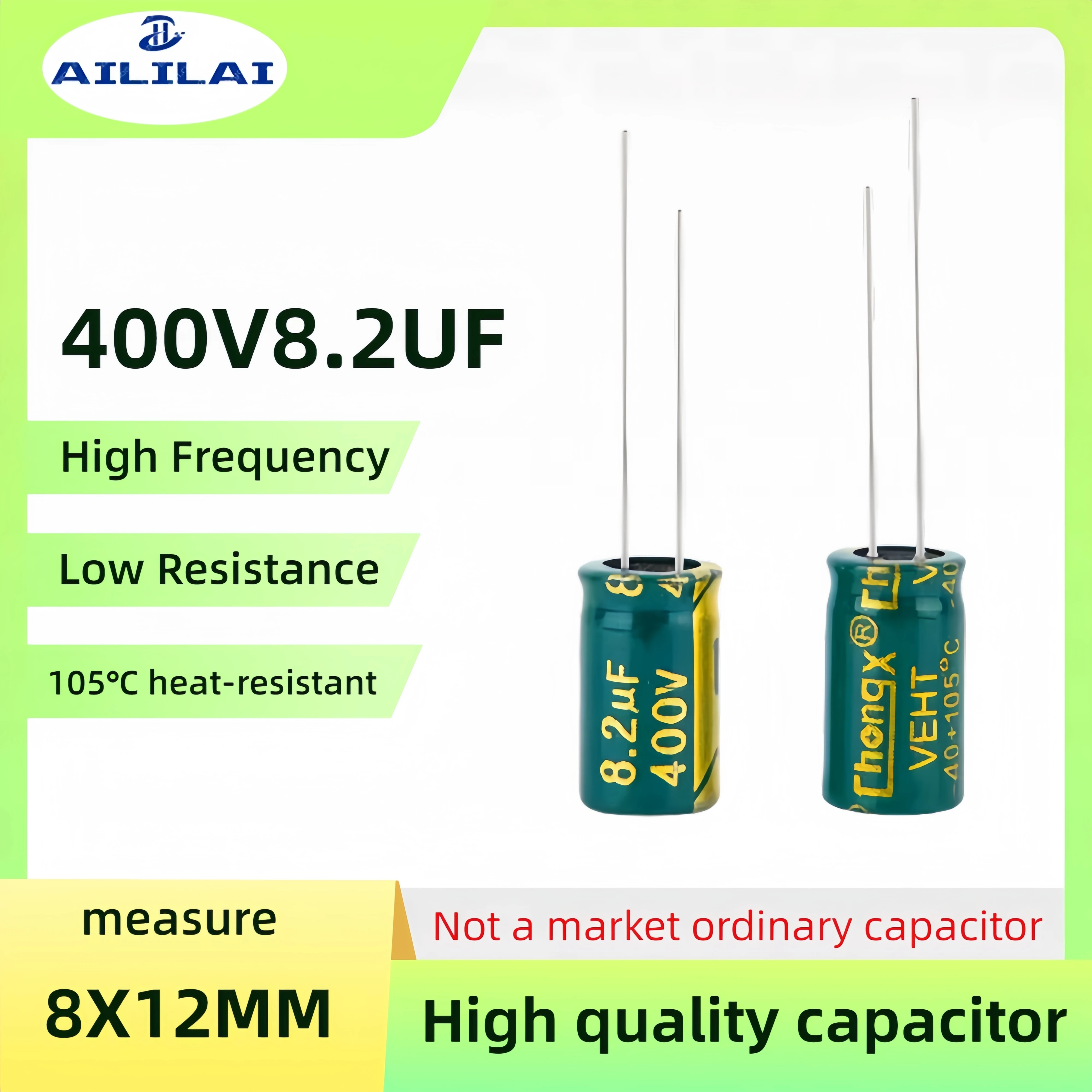 20PCS Original 400v8.2uf Low ESR/Impedance High Frequency 400V 8.2UF Aluminum Electrolytic Capacitor 400V8.2UF Size: 8X12MM