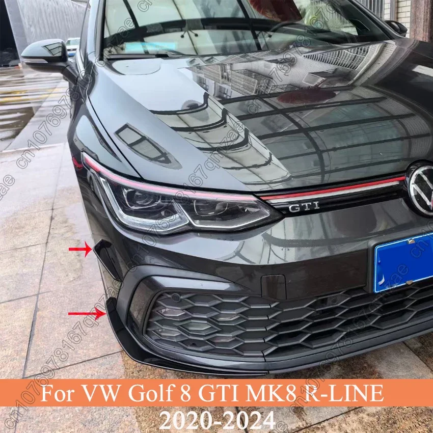 For Volkswagen VW Golf 8 GTI MK8 R-LINE 2020-2024 Car Front Bumper Lip Side Wind Knife Spoiler Side Bumper Trim Canard Sticker