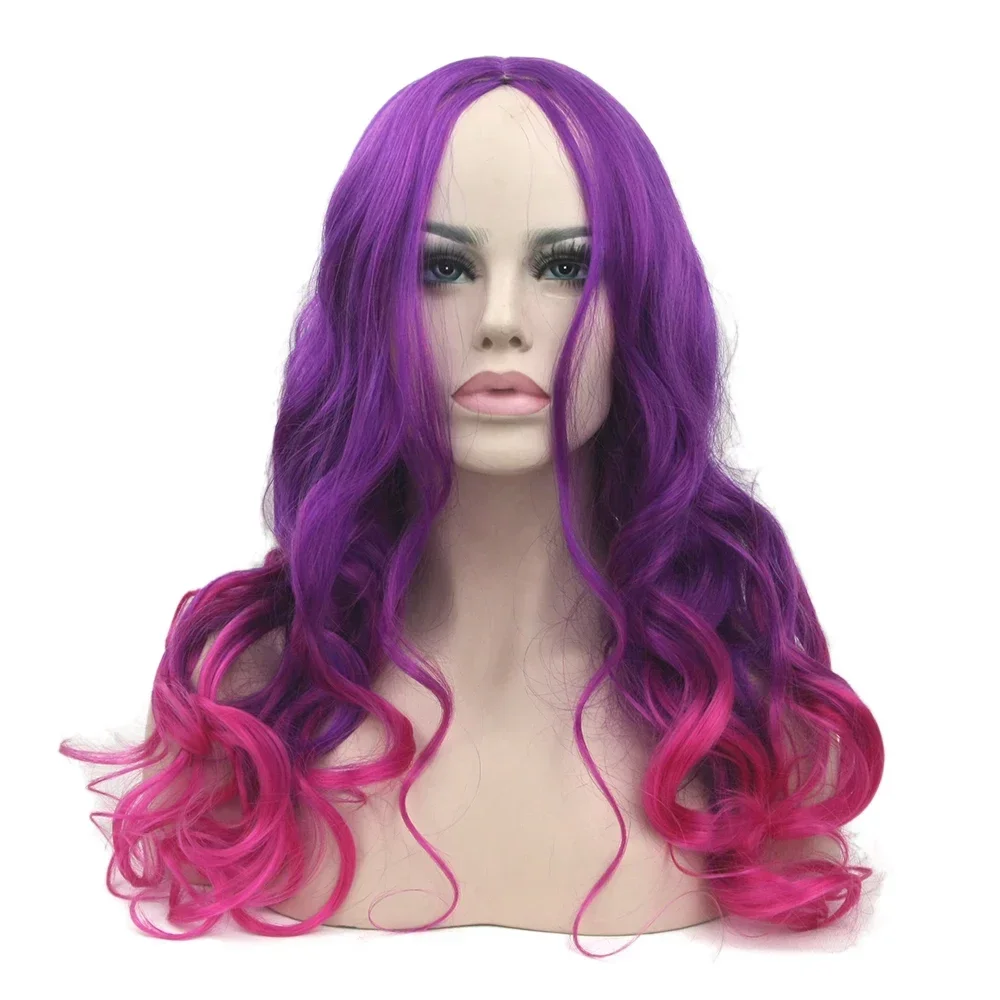 Synthetic Hair Gamora Cosplay Wig Long Wavy Ombre Purple Pink Wig Guardians of the Galaxy Wig for Women Halloween Costume