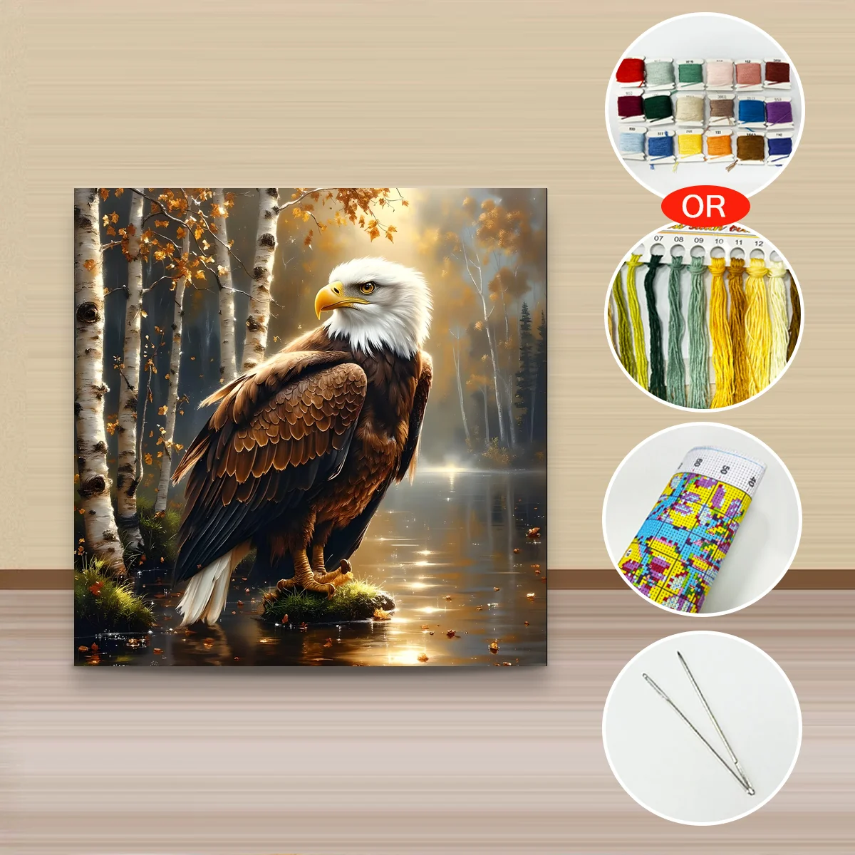 

1 шт., 40X40 см/15,74 дюйма, 11CT/14CT, набор для вышивки крестом, сделай сам, подарочный набор для вышивания на День святого Валентина для фестиваля, осенний орел