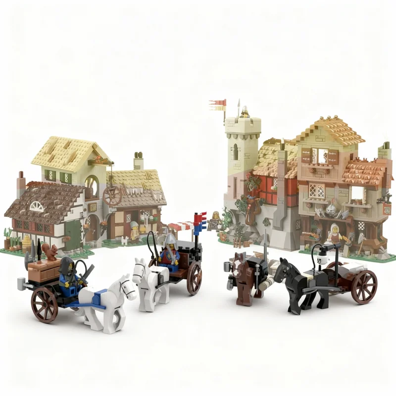 188-個-moc-城中世ワゴンパック-1-モデルビルディングブロック建築-diy-レンガ子供のアイデアクリエイティブクリスマスギフトおもちゃ