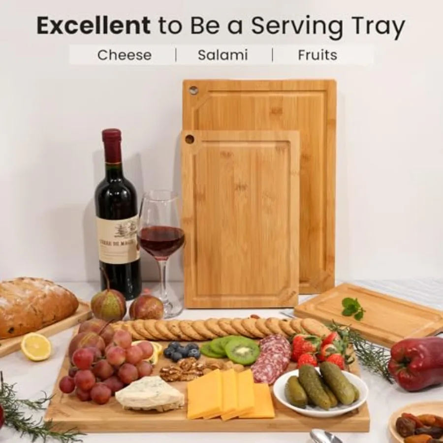 Kitchen cutting board: extra large bamboo, organic, pre-oiled, 18 x 12, natural color, heavy duty with juice groove view 6
