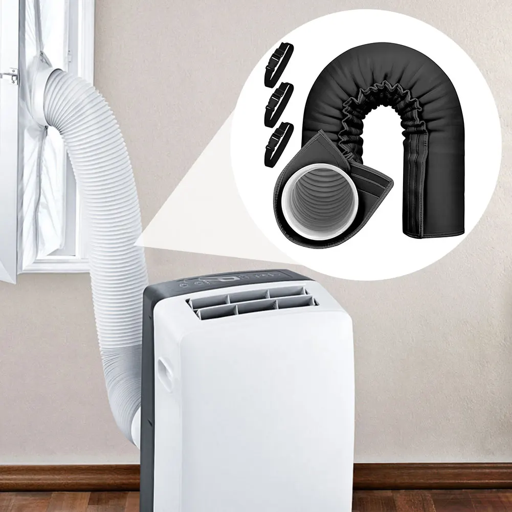 エアコンダクト断熱材ラップ（3つの伸縮バンド付き）エアコンホース断熱スリーブエアコンホースカバーラップ屋内外用