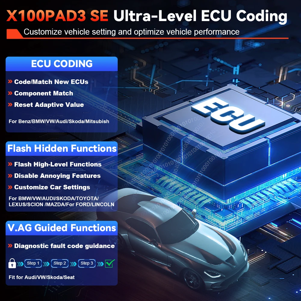 Picture 5: XTOOL X100PAD3 SE IMMO Auto Key Programming Car Diagnostics Tools with 40+ Reset ECU Coding & Active Test All Systems Diagnostic