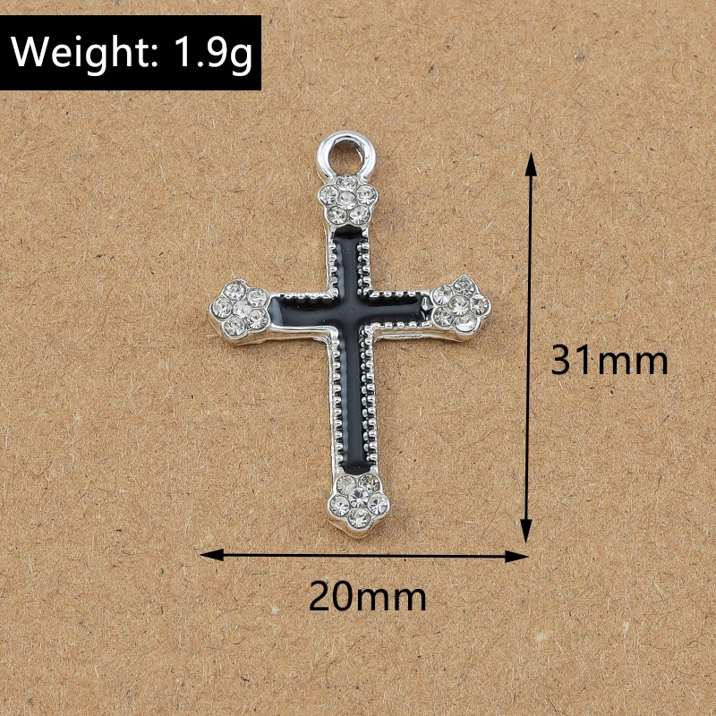 10 Stück 31*20mm Emaille Kristall Jesus Kreuz Charms Anhänger für die Herstellung von Ohrringen Halskette DIY Schmuck Zubehör liefert – Detail 4