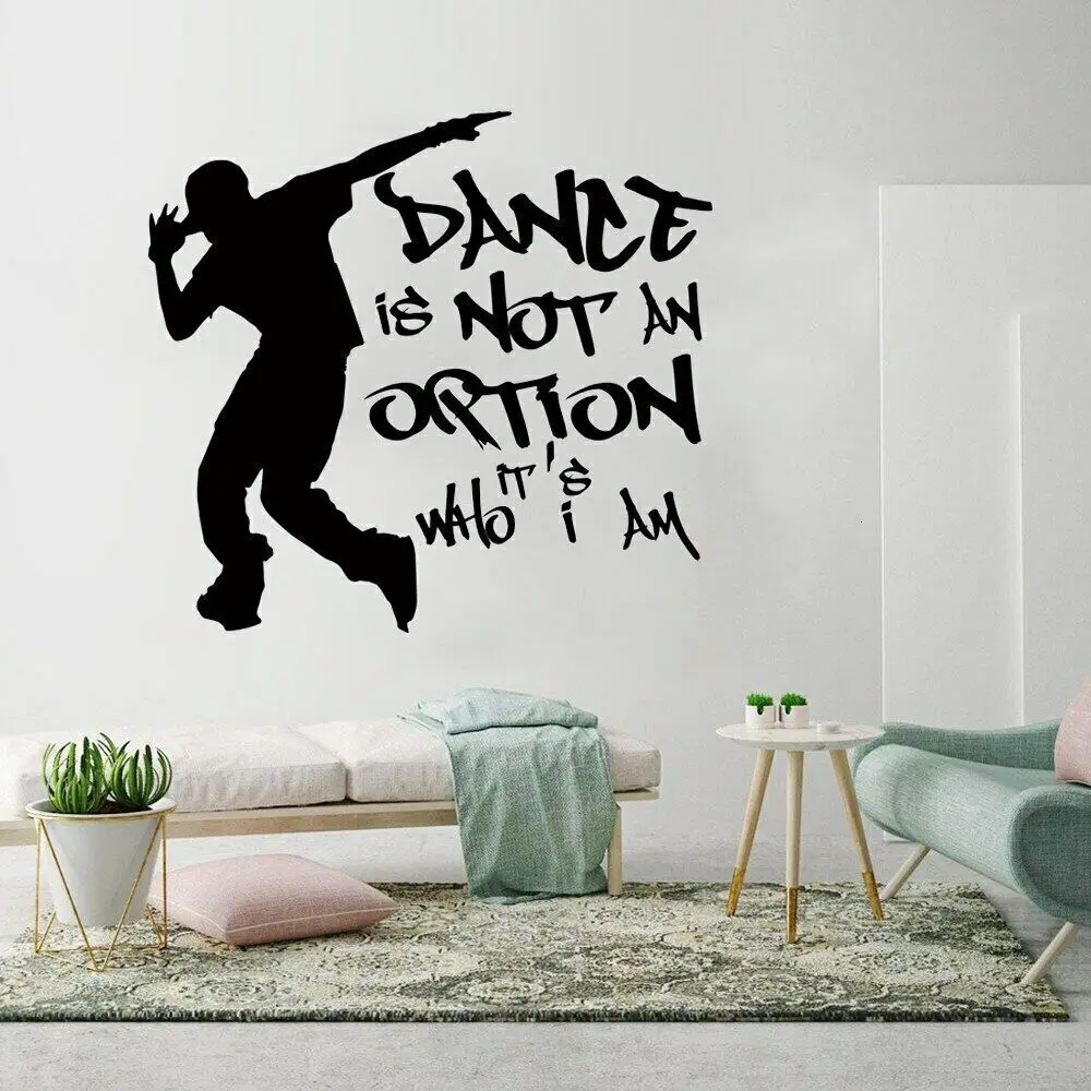 High Quality Wall Stickers Street Dance Theme Wall Stickers Quote Hip Hop Boys Room Home Decor Stickers Break Dance Decals TW03