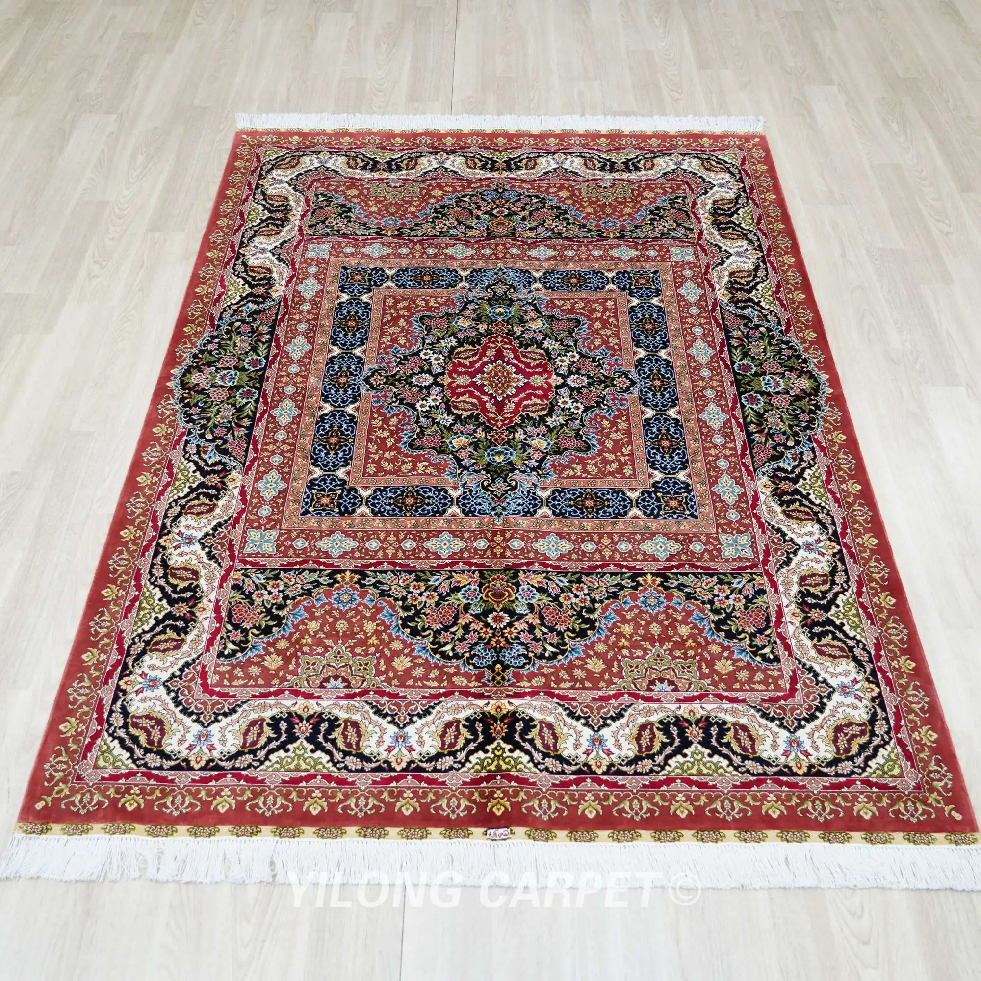 4.5'x6.5' All-over Design Handmade Floral Turkish Silk Persian Rug Sale (TJ421A)