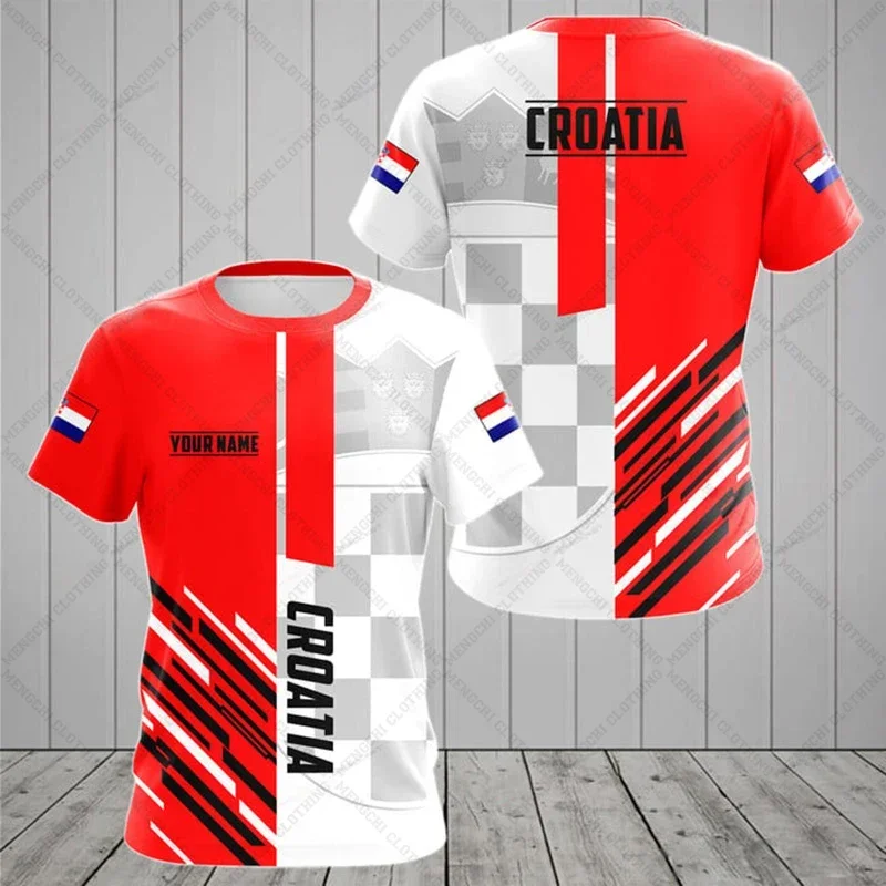 

Croatian national emblem printed cool flag fashion new street casual fashion men's and women's round neck short sleeved oversize