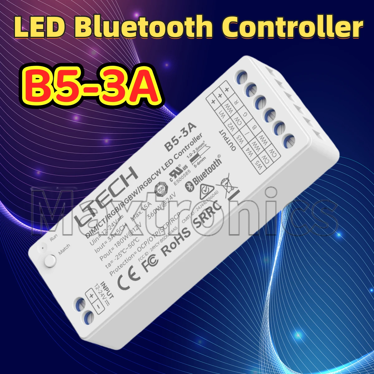 

Светодиодный Bluetooth-контроллер LTECH B5-3A 5,2 SIG Mesh DC12-24V 5CH 15A Приложение затемнения Google Alexa для светодиодной ленты DIM/CCT/RGB/RGBW/RGBCW