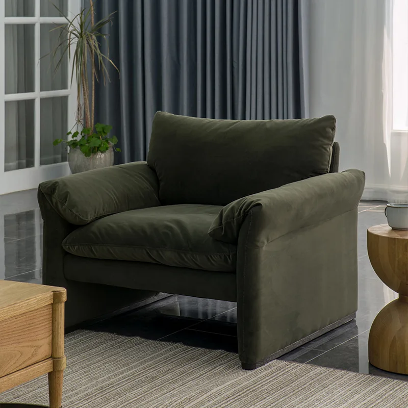 Rural minimalist velvet sofa latex filled single double triple living room removable and washable fabric sofa