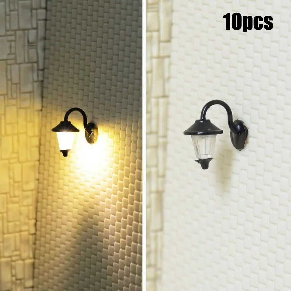 10pcs Wall Lamps LED Street Outdoor Lamps HO Scale Houses Building Set Garden Home Decor Decoration Crafts Miniatures Lampshade