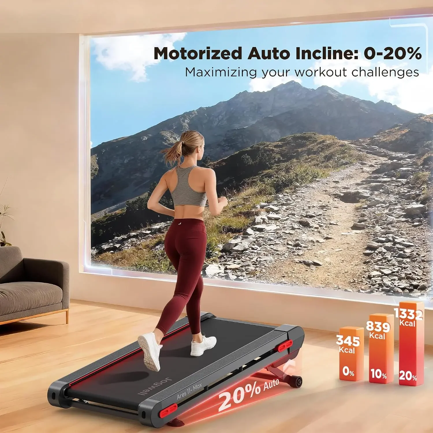 Walking Pad Treadmill with 12%/20% Auto Incline, 43