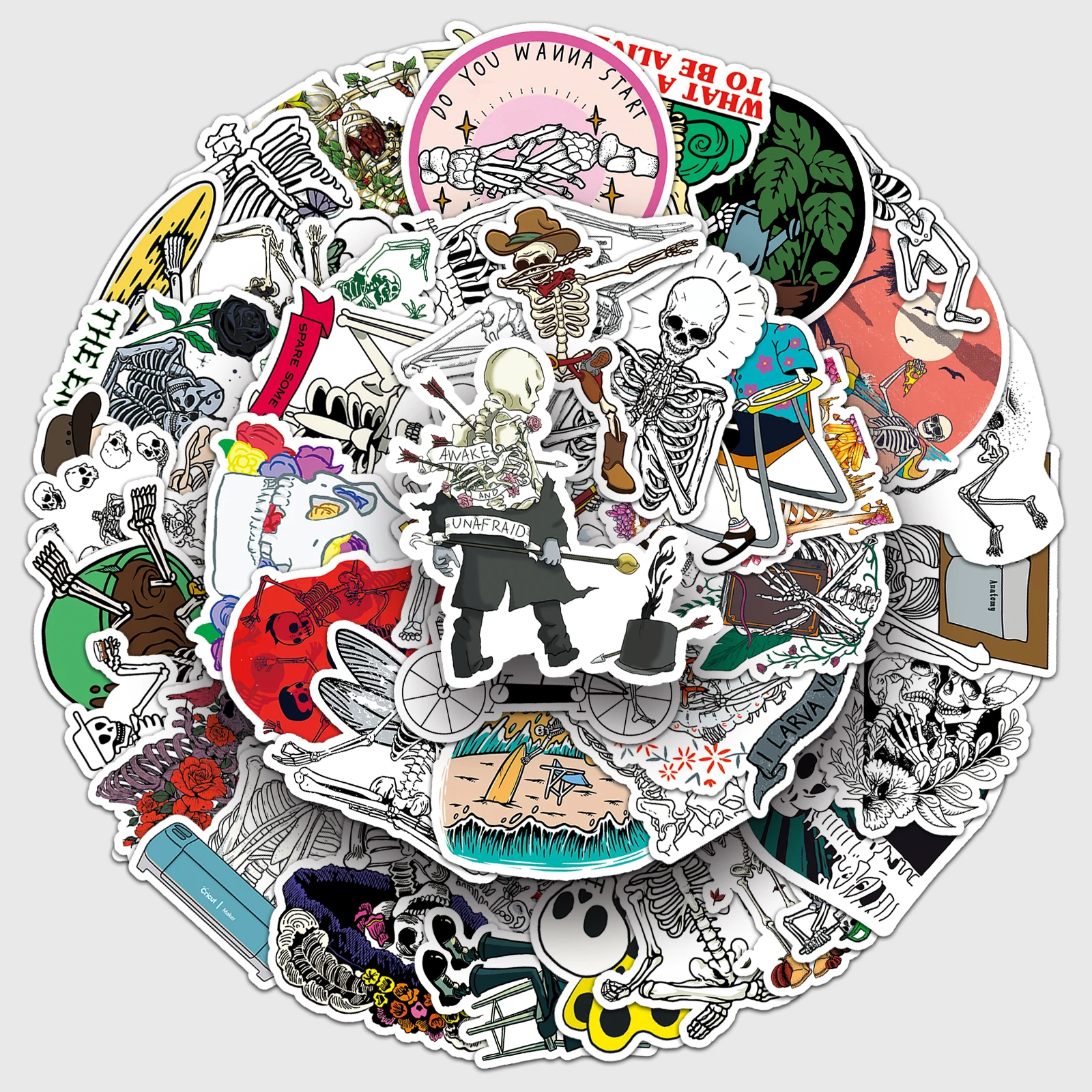 50pc Skull Art Series Cartoon Cute Graffiti Stickers Suitcase Laptop Guitar Skateboard Personalized Decoration Stickers