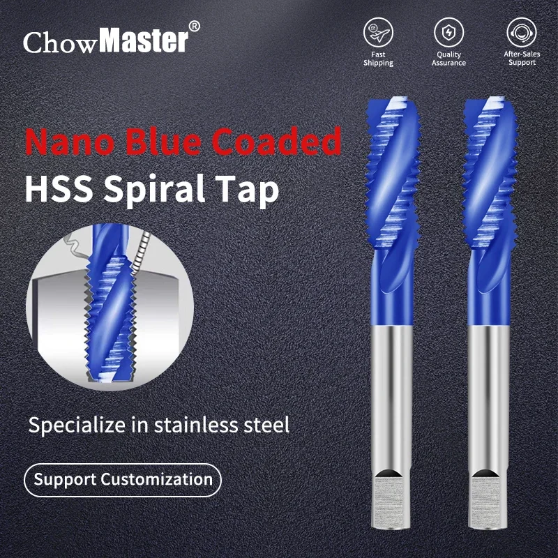 Rubinetto a spirale Chowmaster HSS Rubinetti con scanalatura sprial rivestita in nano blu Strumenti M2-M16 speciali per acciaio inossidabile