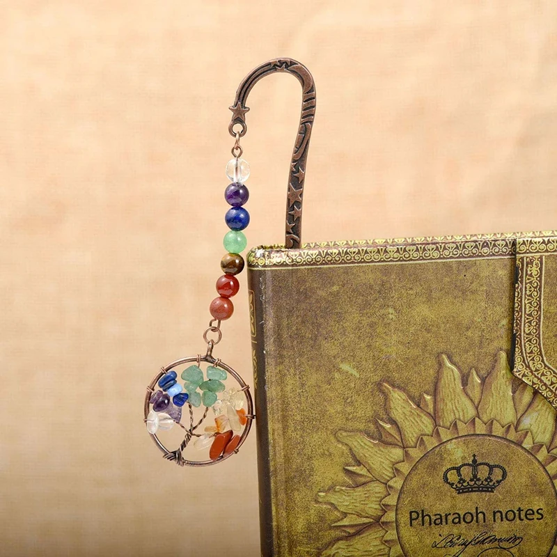 Chakra Crystal Bookmark Vintage Metal Tree Bookmarks For Women Student Teacher Graduation Christmas Gift