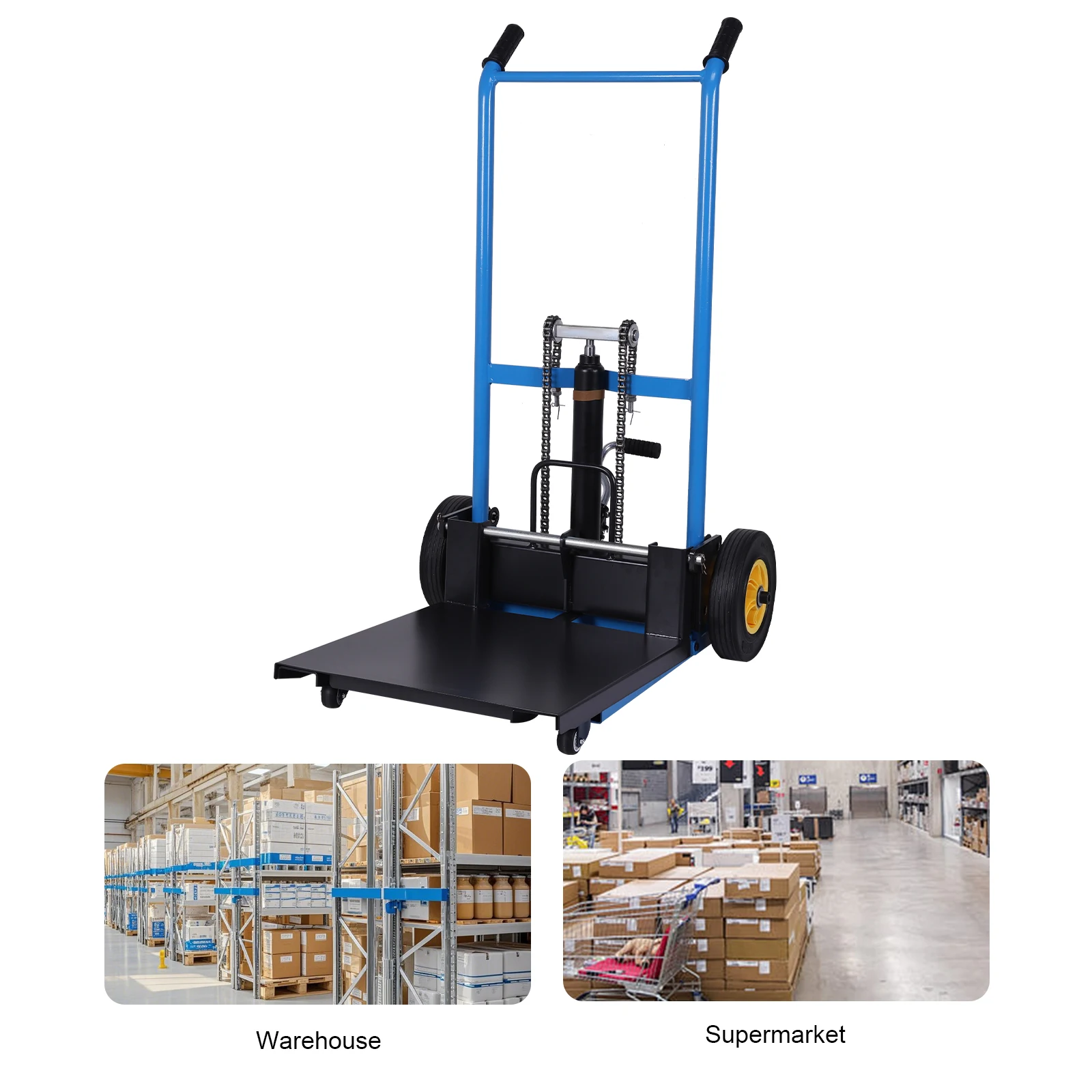 

450 Lbs Hydraulic Pallet Truck Swivel Casters Manual Forklift Material Stacker for Construction Warehousing and DIY Projects