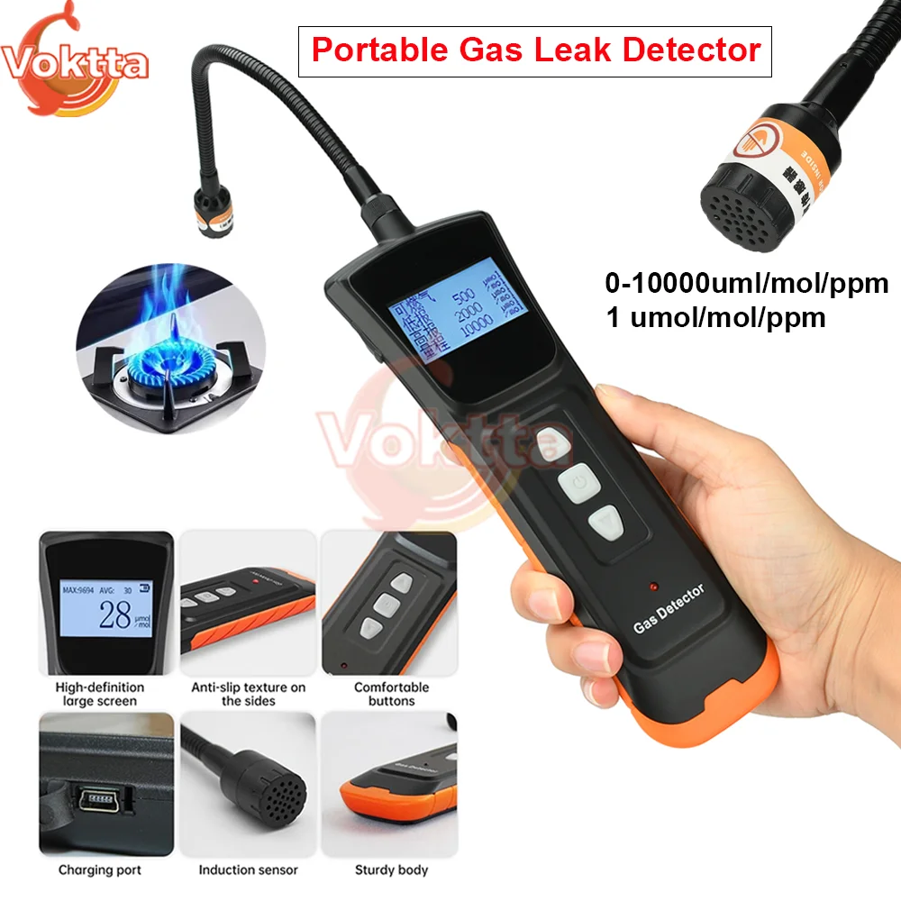 

Portable Gas Leak Detector LPG Natural Gas Leakage Alarm LED Display Combustible Gas Analyzer Carbon Monoxide CO Tester