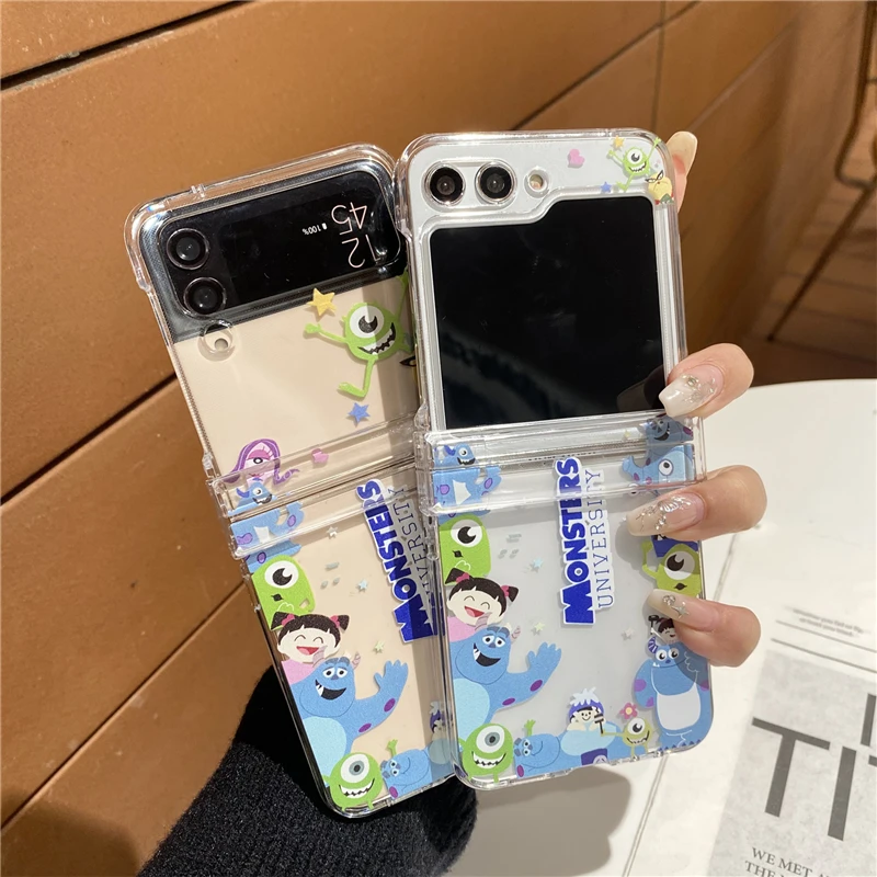 Anime Disney Monsters University Stitch Minnie Mickey Mouse Korean Style For Samsung Galaxy Z Flip 3 4 5 6 Cover Phone Case Gift