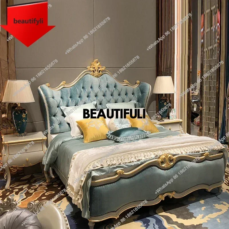 

Q181 Pretty Velvet Double Bed Simple Wood Purple Carved Girls Luxury Queen Bed Bedroom Modern Matrimonial Cama Casal Furniture l