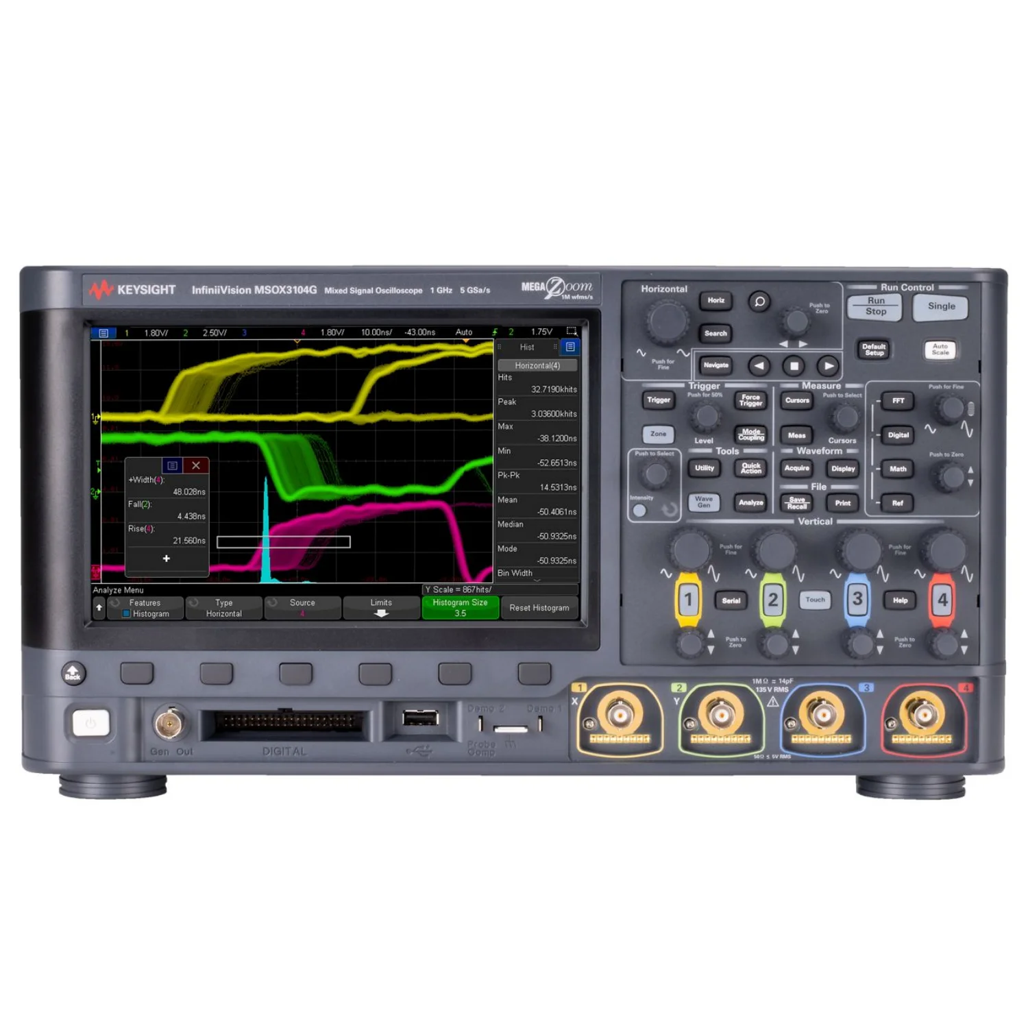 Keysight DSOX3012G 100MHz oscilloscope 2 analog channels,4 Mpts memory,1,000,000 waveforms/sec update rate-1PCS