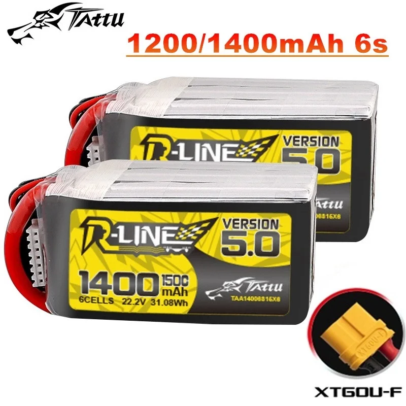 TATTU 1200mAh/1400mah 150C 22.2V Lipo Battery For RC Helicopter Quadcopter FPV Racing Drone Parts 22.2V Battery With XT60 Plug