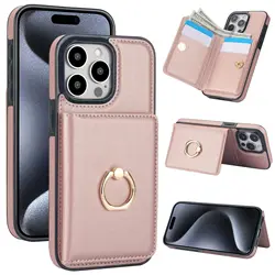 Wallet Case with Card Holder, 360° Rotation Ring Kickstand Magnetic Clasp for iPhone 16 15 14 13 12 11 Pro Max SE 2022 XR XS Max
