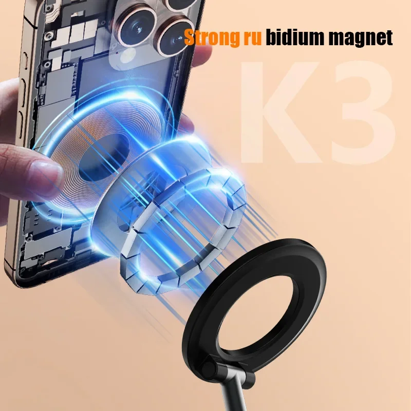 حامل هاتف مغناطيسي قابل للطي، قابل لإعادة الشحن 2 في 1، ضوء ملء مكياج للسفر، هاتف ذكي محمول لسطح المكتب، ضوء سيلفي للفيديو #4