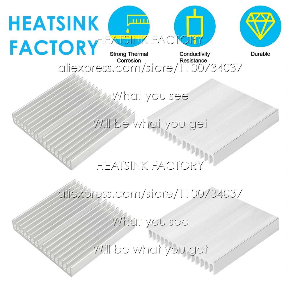 

60x60x10mm Silver Aluminum Heatsink Cooling Radiator for Electronic IC Chip MOS RAM AMD CPU LED Cooler Heat Dissipation