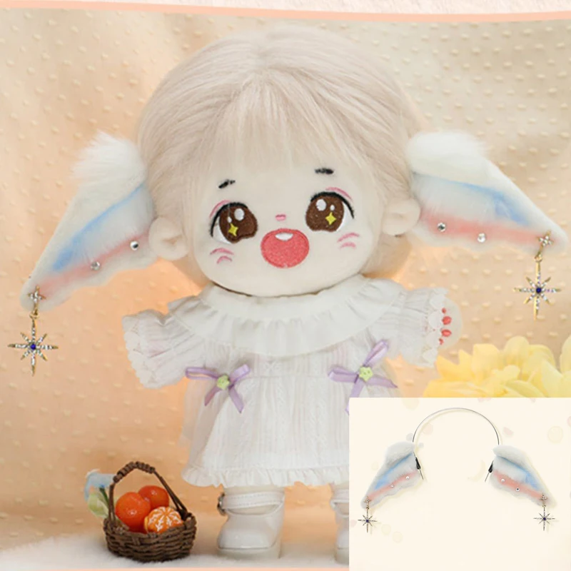 D04-B079 children handmade toy 20cm Doll BJD/SD doll Accessories lovey cute white pink color plush hair hoop 1pcs