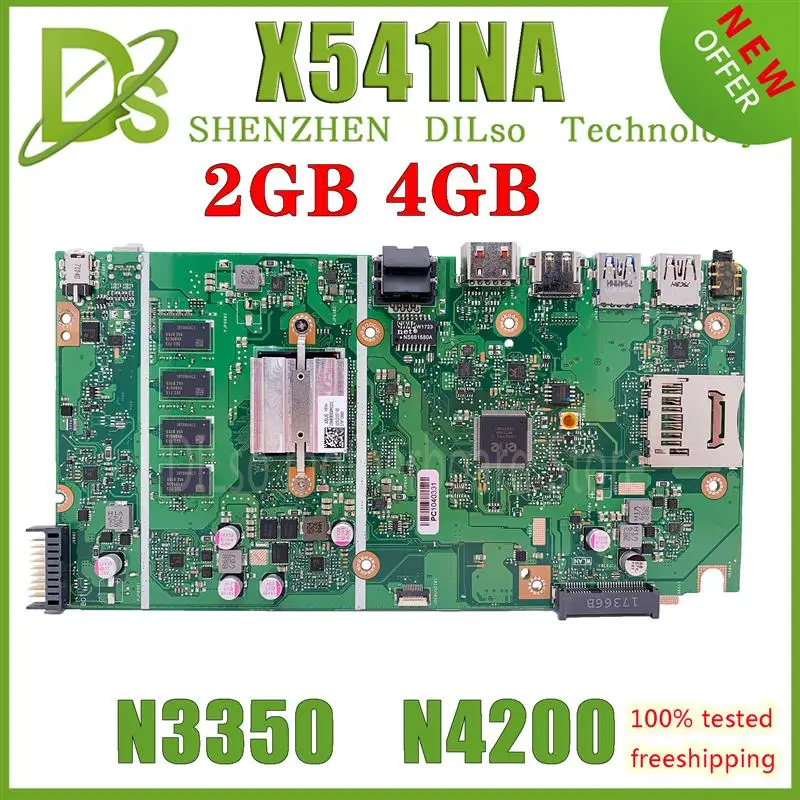 New KEFU PLACA X541NA MAINboard Is For ASUS VivoBook Max D541N X541N Laptop Motherboard With N3350 N4200 CPU 2GB 4GB 100% Test