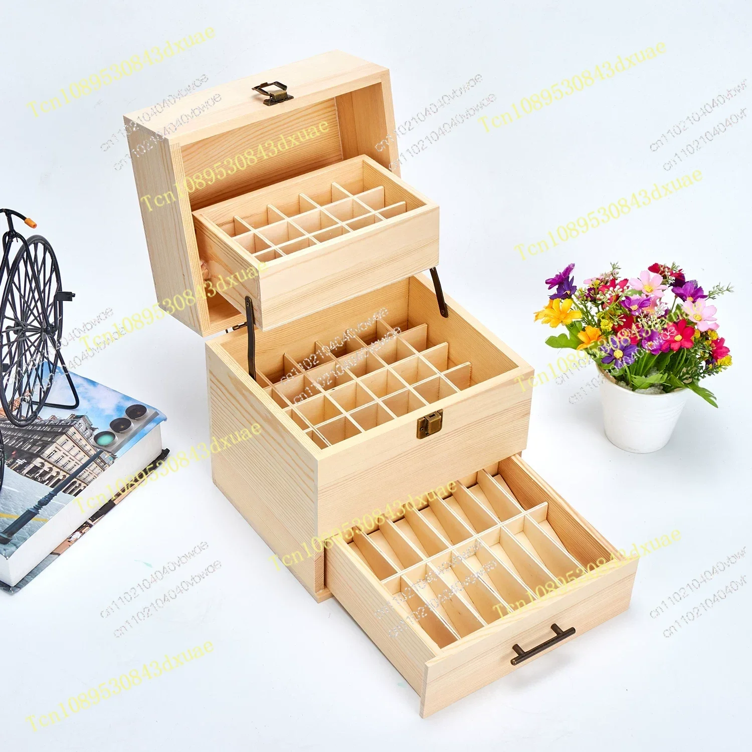 Essential oil storage box Storage box Cabinet Essential oil display box Solid wood three-layer large capacity