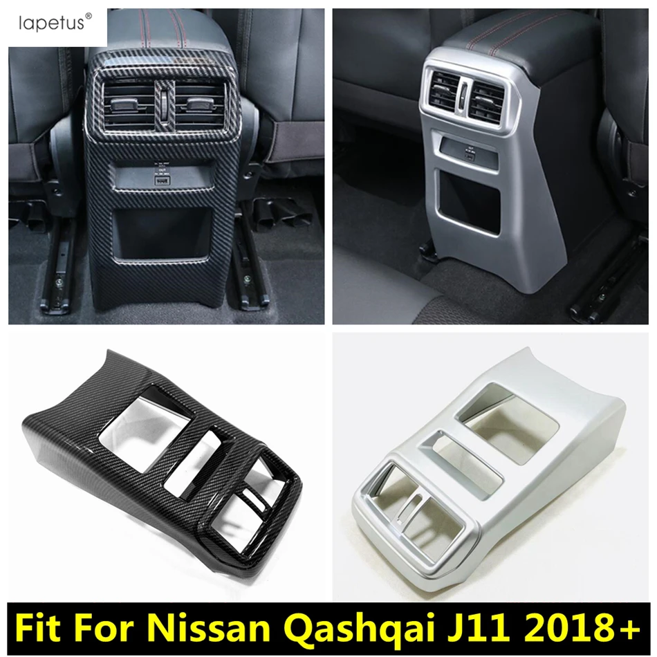 

Car Rear Armrest Box Air AC Outlet Vent Anti Kick Panel Cover Trim For Nissan Qashqai J11 2018 - 2020 Carbon Fiber Accessories