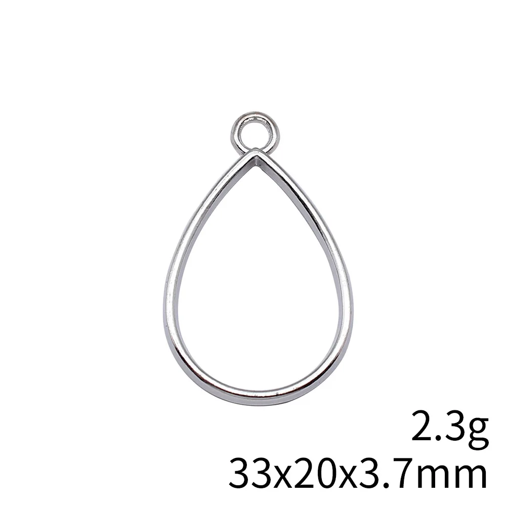 WYSIWYG 10pcs 33x20x3.7mm 4 Colors Hollow Geometric Glue Frame Series Water Drop Shaped Border Frame Jewelry Making Findings