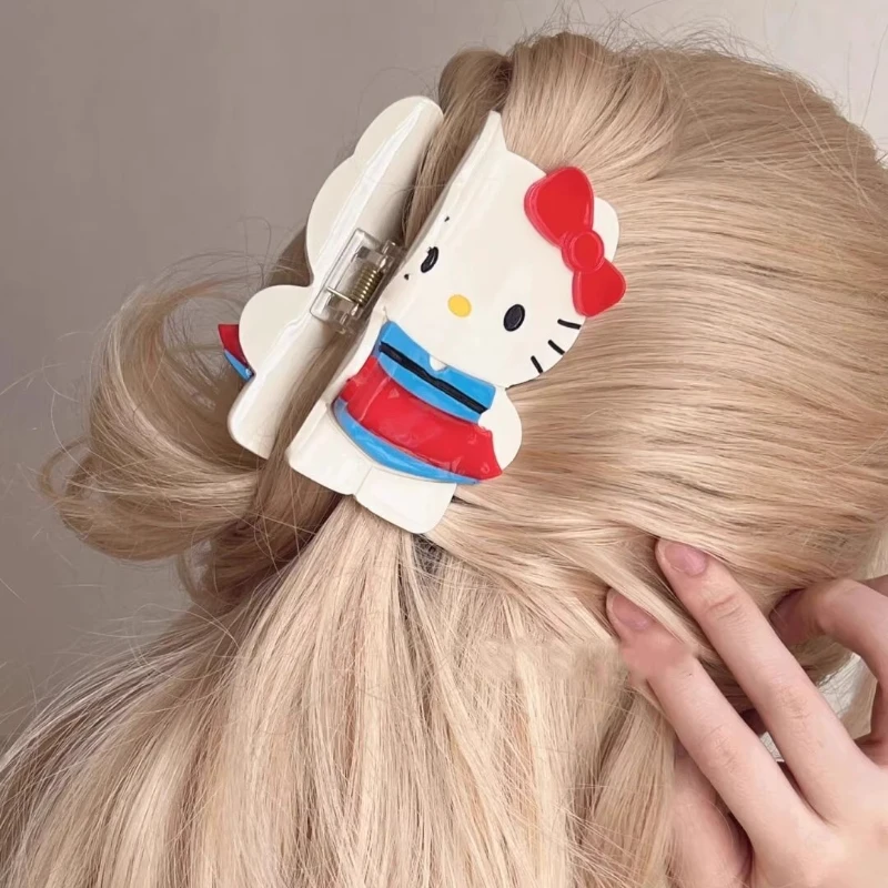 

Kawaii Sanrio Hello Kitty Зажим в виде акулы Студенческий милый аниме Заколка для волос с героями мультфильмов на затылке Волосы для детей Аксессуар для девочек Подарочные игрушки