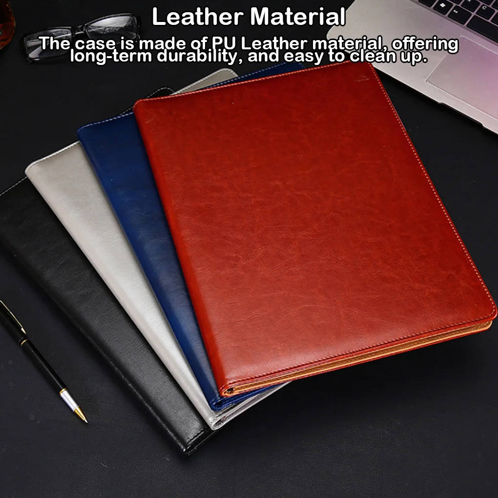 Multifunctional Conference Folder A4 Folders PU Leather File Case Portfolio Clipboard Pen Organizer Filing Office Brown