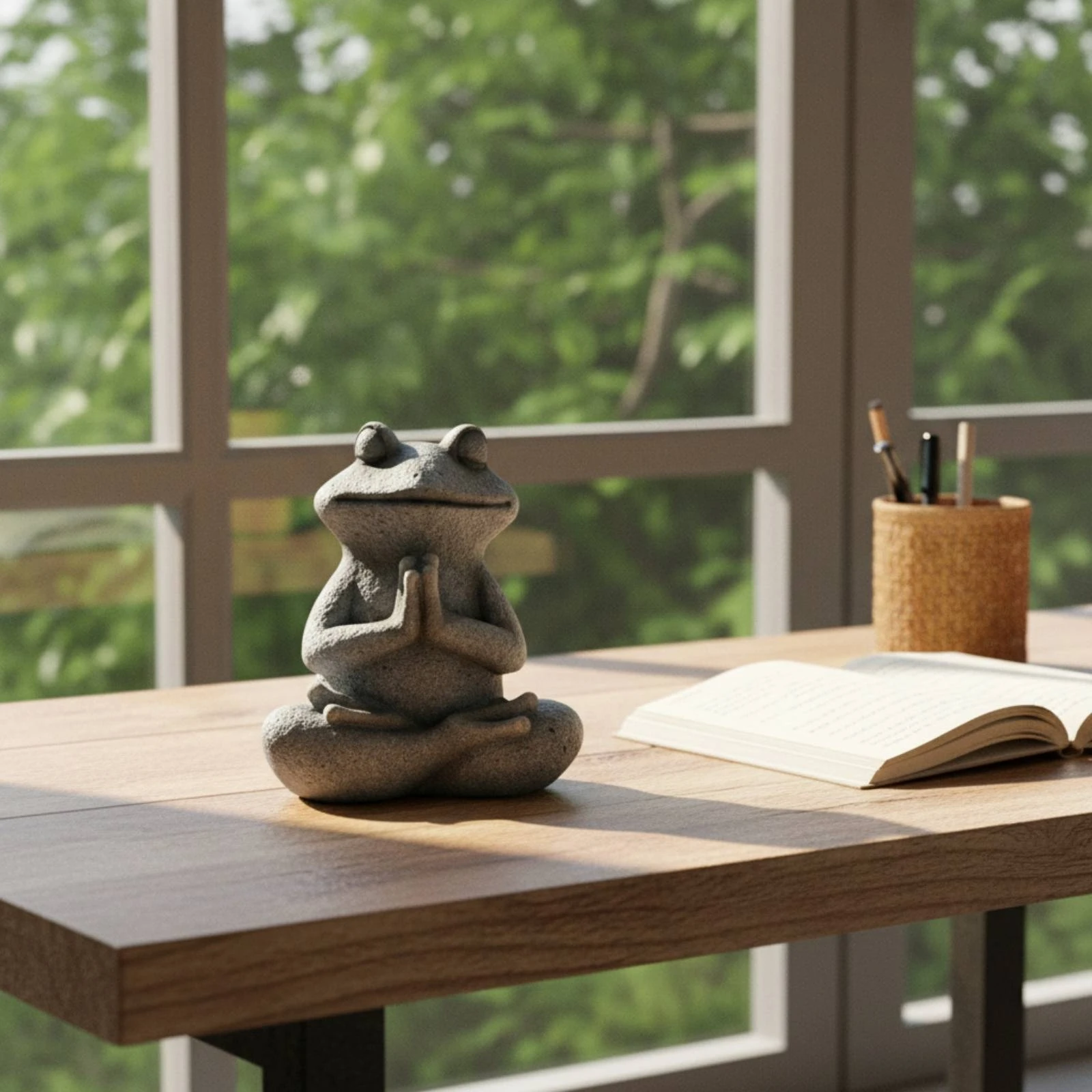 Figurine de grenouille méditative Zen, statue de grenouille méditative pour la pleine conscience et la paix, pour le bureau, le jardin