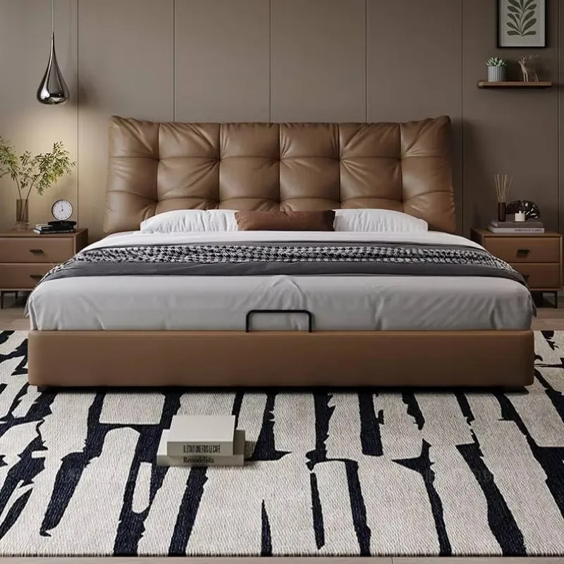 

Leather Pretty Wooden Double Bed Modern Bedroom Twin Full Size Frame Bed Queen Luxury Storage Camas De Dormitorio Furniture Home