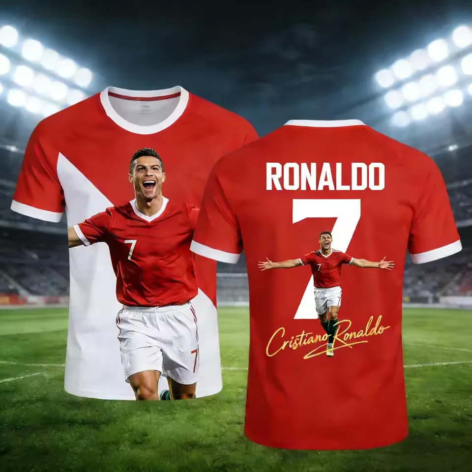 Ronaldo 7 Football Jersey 3D Print Sport Quick-dry Breathable Men T-Shirt Team Training Uniform Club Parent-child Short Sleeve